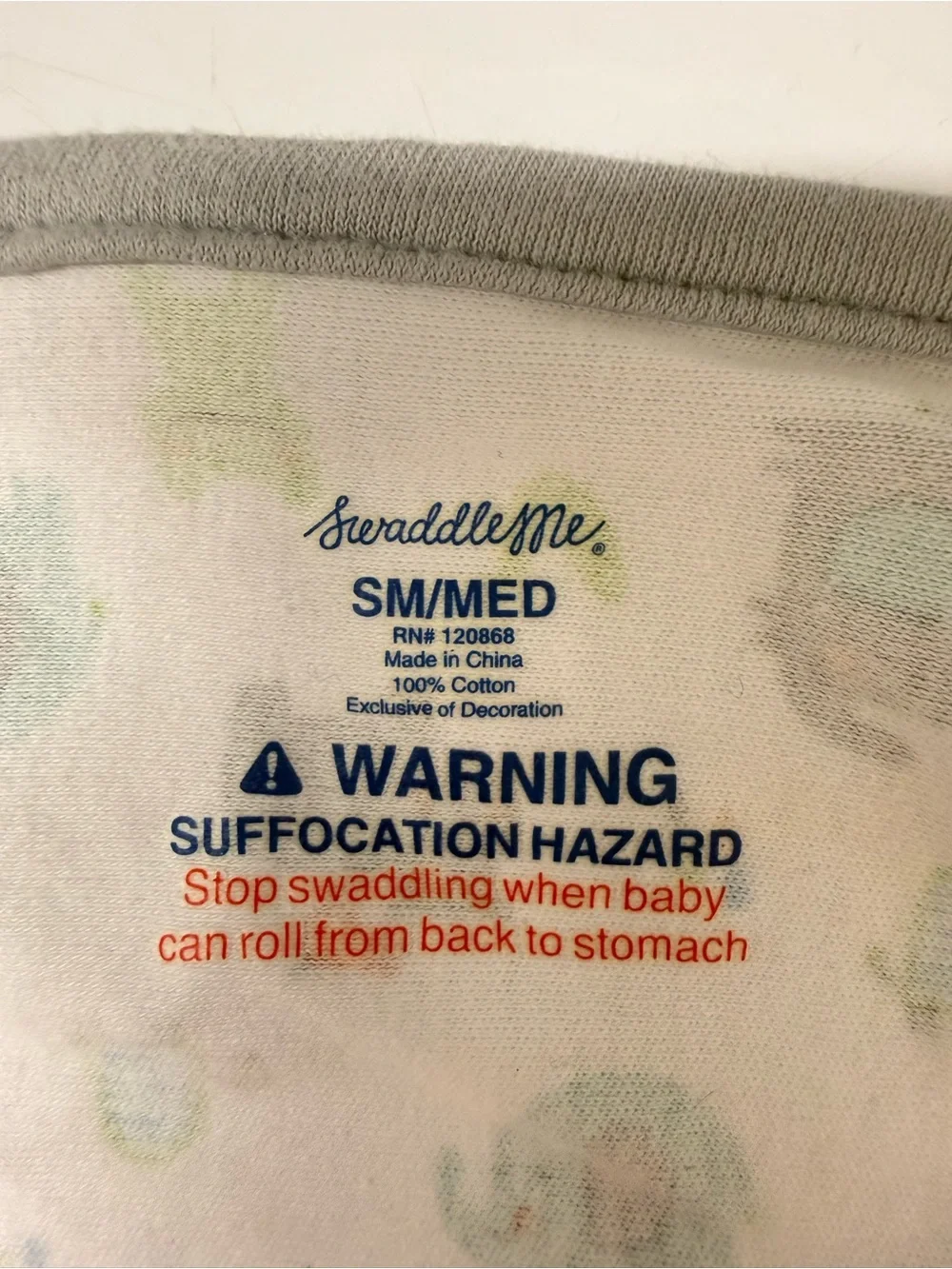 SwaddleMe Baby Swaddle - White with Teal, Gray & Lime Animal Print